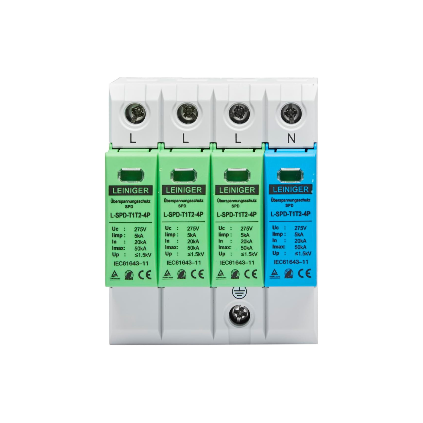 Überspannungsschutz AC, Typ 1+2, 4-polig, 275 V AC - Leiniger