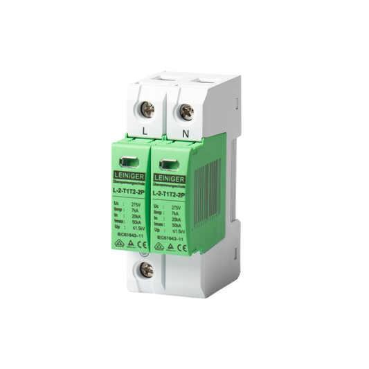 Überspannungsschutz AC, Typ 1+2 (Klasse I+II), 2-polig