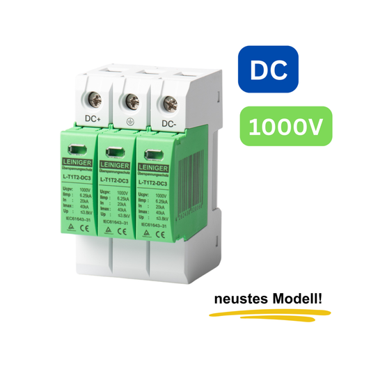 Überspannungsschutz DC, 3-polig, Typ 1+2, 1000V