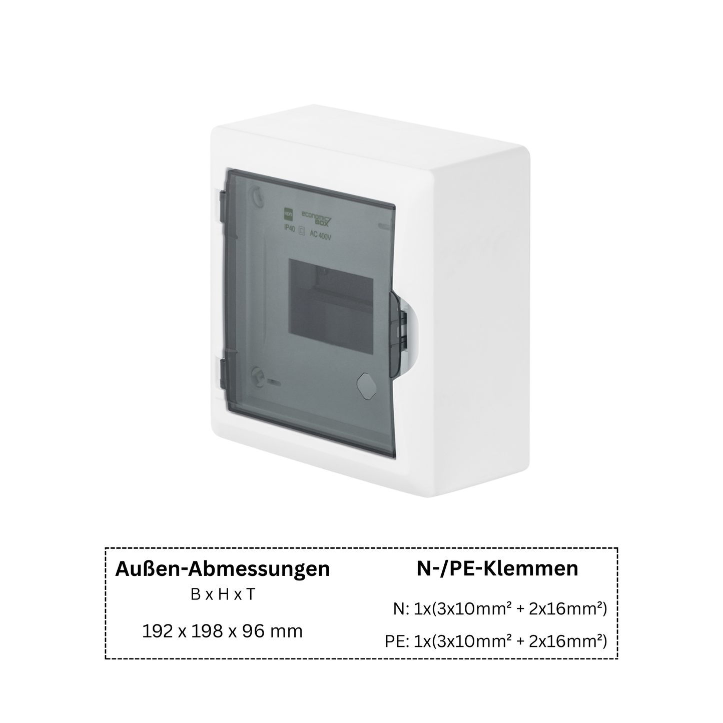 Aufputz Verteilerkasten / Sicherungskasten IP40 – 1–3-reihig (6–36 Module)