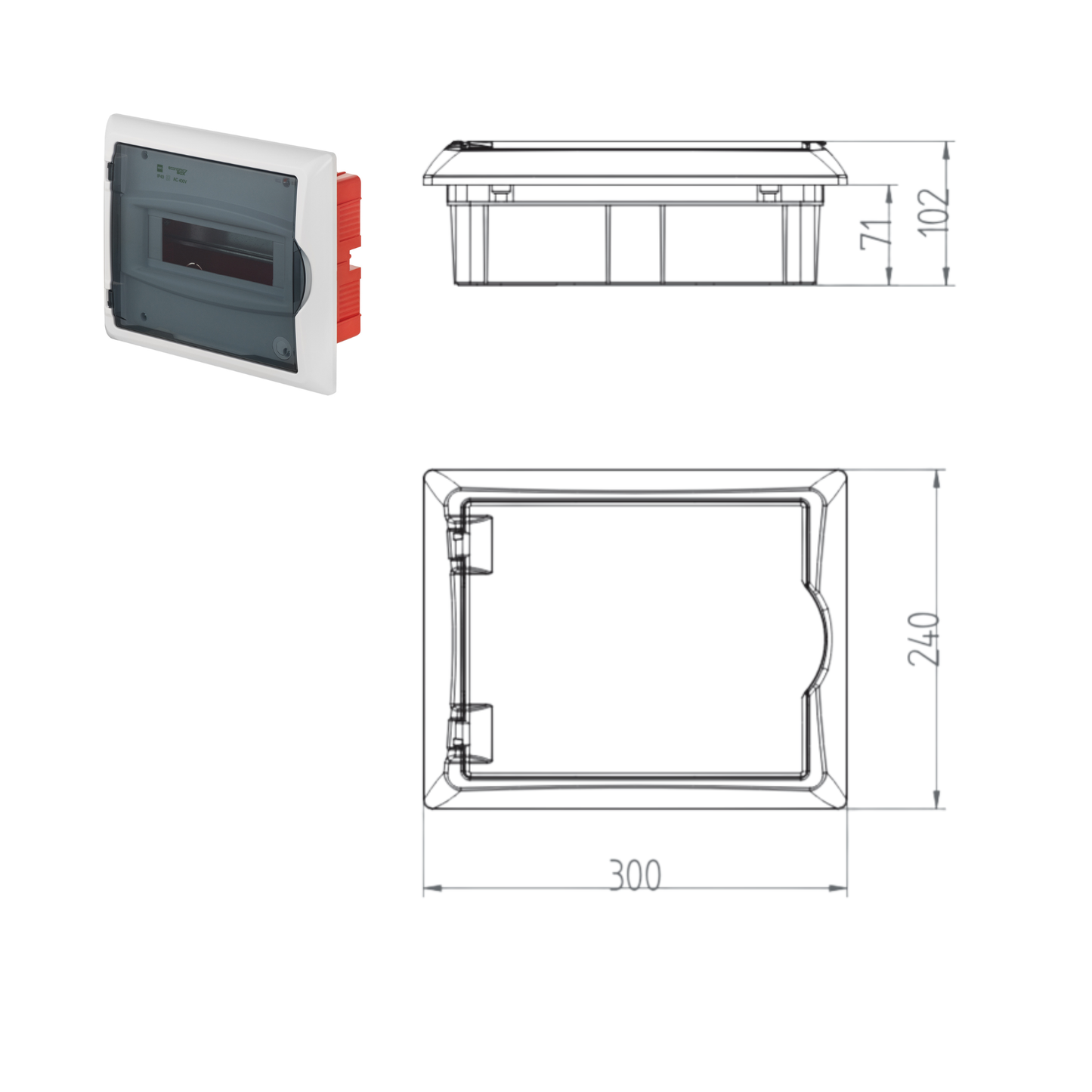 Unterputz Verteilerkasten / Sicherungskasten IP40 – 1–3-reihig (6–36 Module)