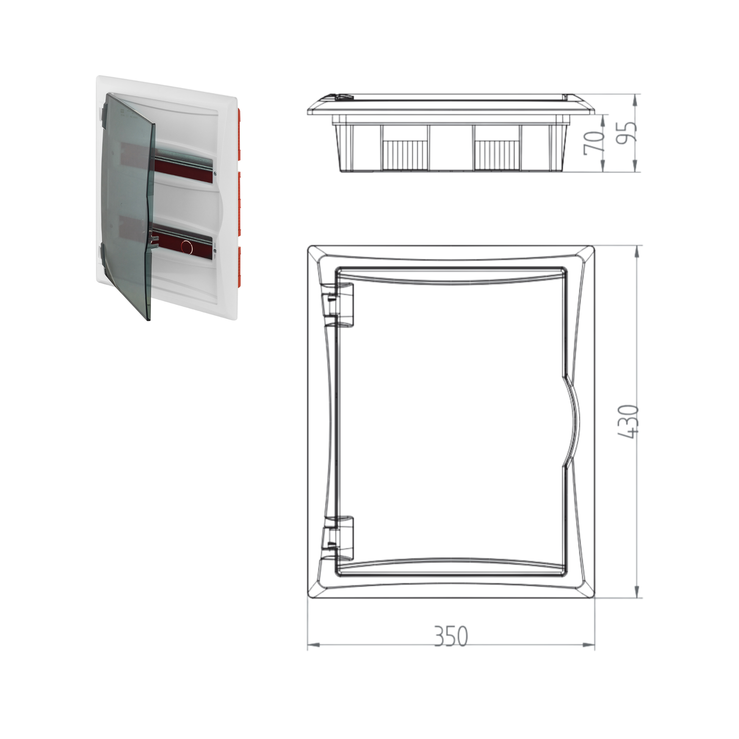 Unterputz Verteilerkasten / Sicherungskasten IP40 – 1–3-reihig (6–36 Module)