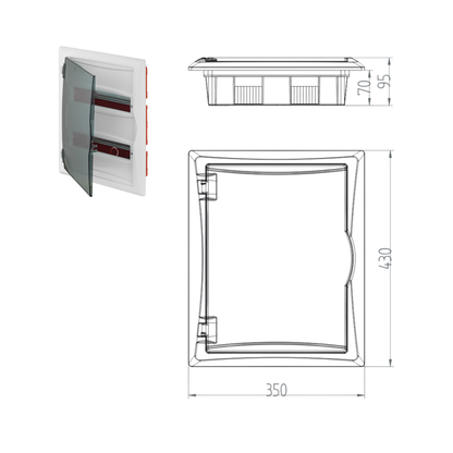 Unterputz Verteilerkasten / Sicherungskasten IP40 – 1–3-reihig (6–36 Module)