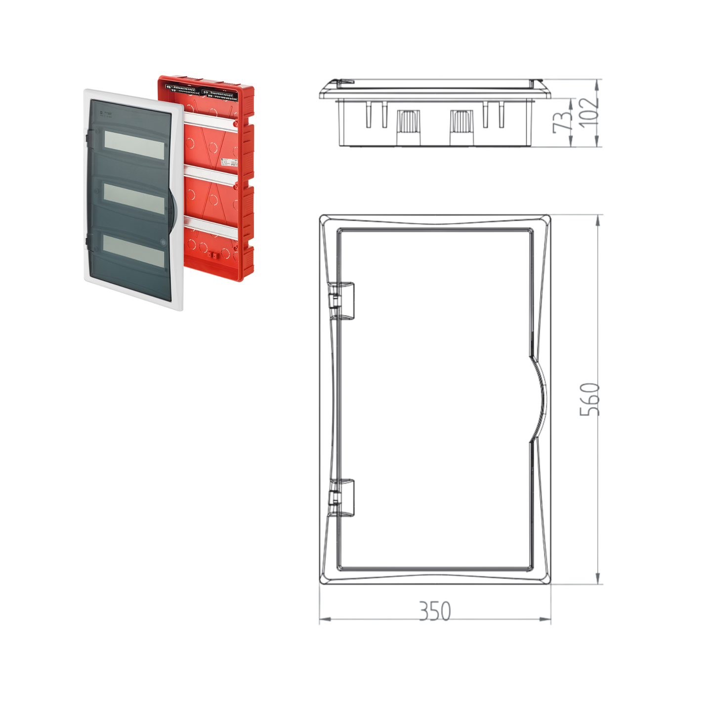 Unterputz Verteilerkasten / Sicherungskasten IP40 – 1–3-reihig (6–36 Module)